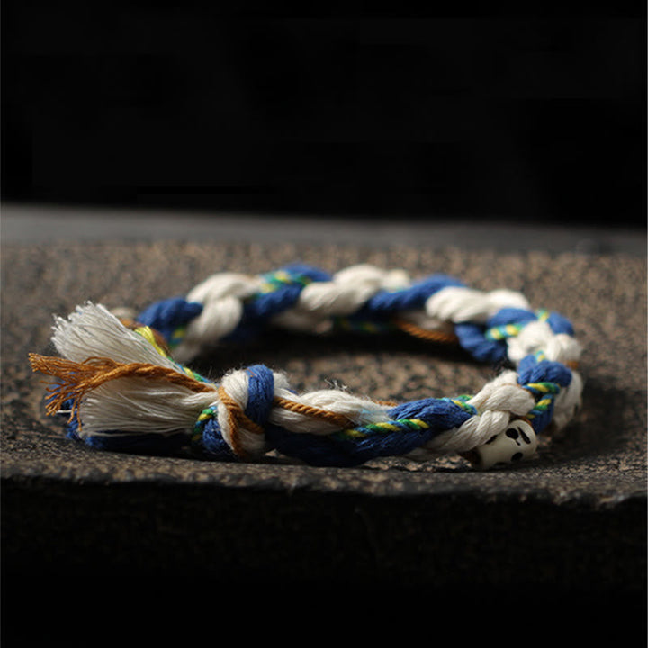 Geflochtenes Armband – Glück & Wohlstand & Harmonie mit Quasten blau weiß