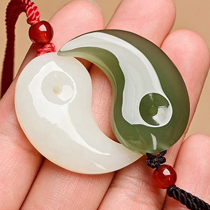 Kette Weiße Jade Grüne Jade Yin Yang Schutz