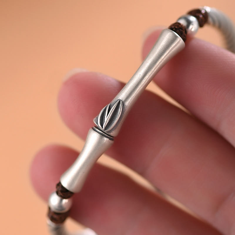 Armband 925 Silber Bambus Design elegant am Handgelenk getragen