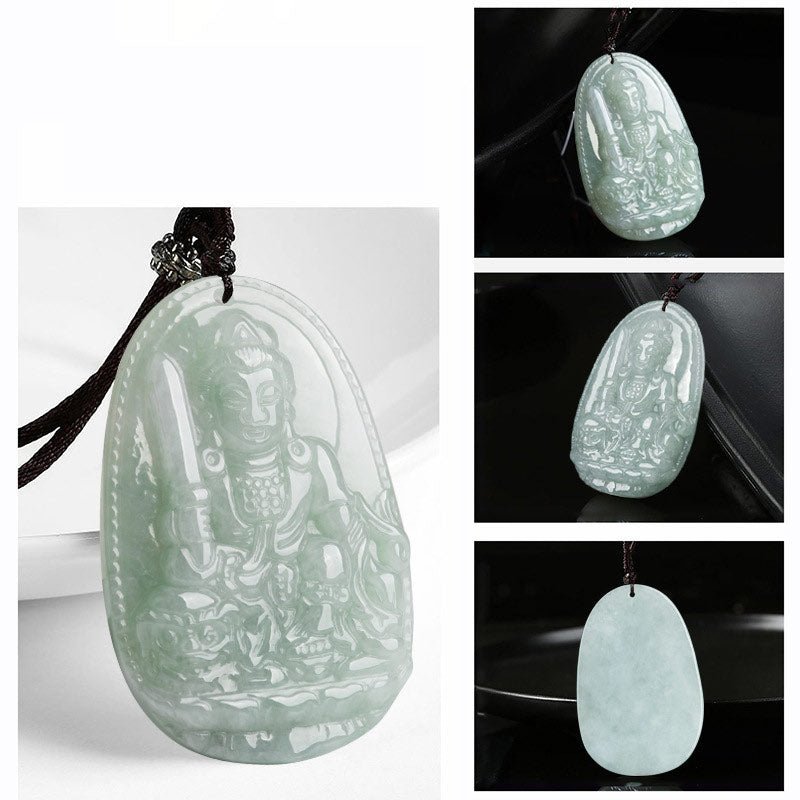 Kette Jade Tierkreis-Buddha Wohlstand Guanyin Anhänger grün