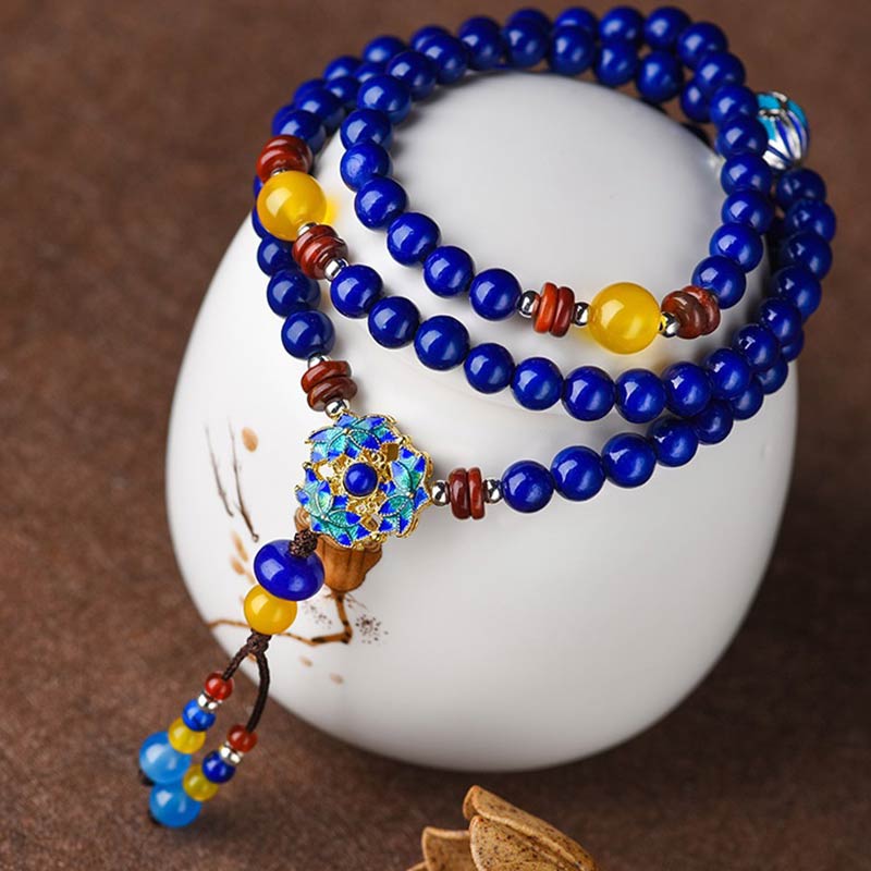 Armband Lazurit Gelb Agate Positiv Energie Naturstein elastisch wickelbar