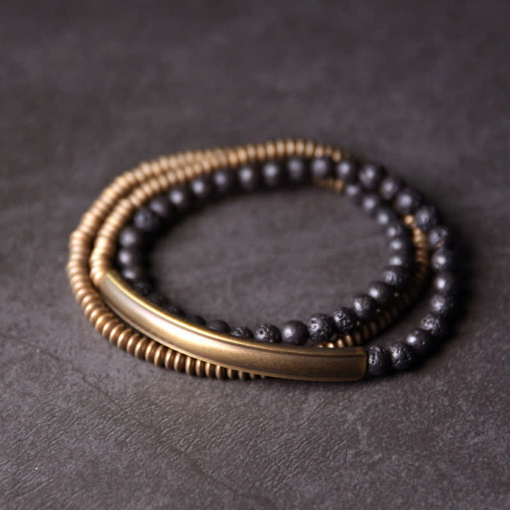 Armband Lava Rock Kupfer Schwarz Minimalistisch