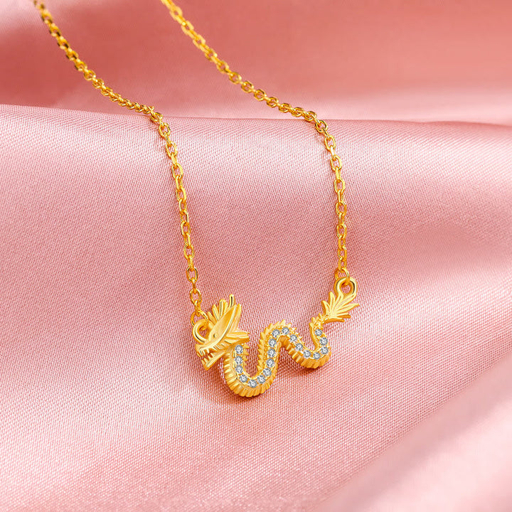 Kette 925er Silber Drachen Jahr Glück gold Zirkonia