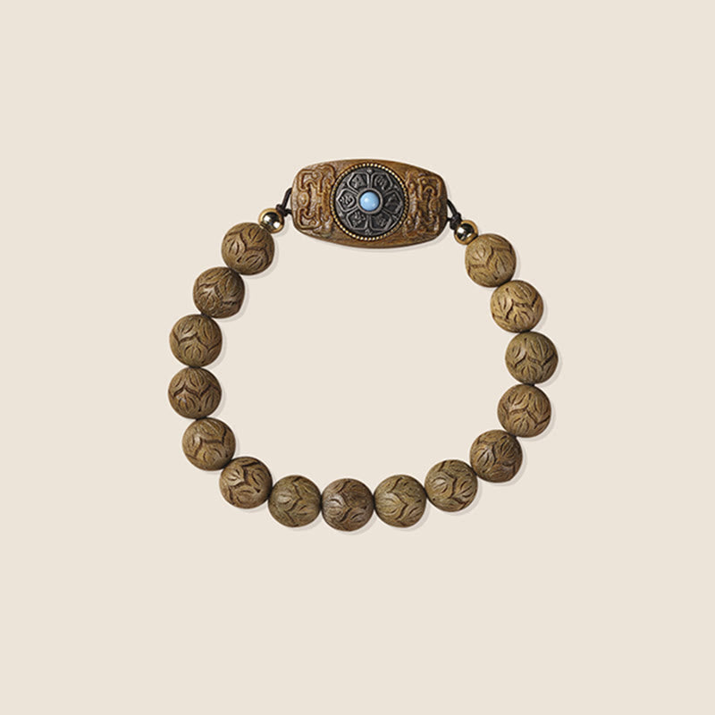 Sandelholz Armband mit Om Symbol Anhänger elegantes Perlenarmband