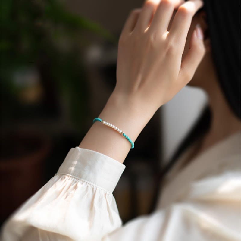 Armband 925 Silber Türkis Perlen elegantes Armband Handgelenk getragen