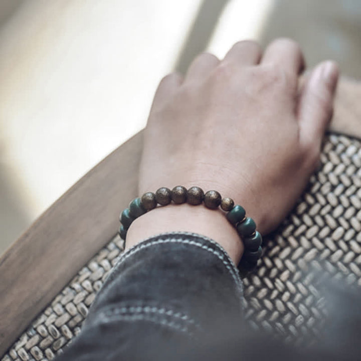 Bodhi Armband Kupfer Erfolg Naturstein Perlen elastisch Handgelenk getragen
