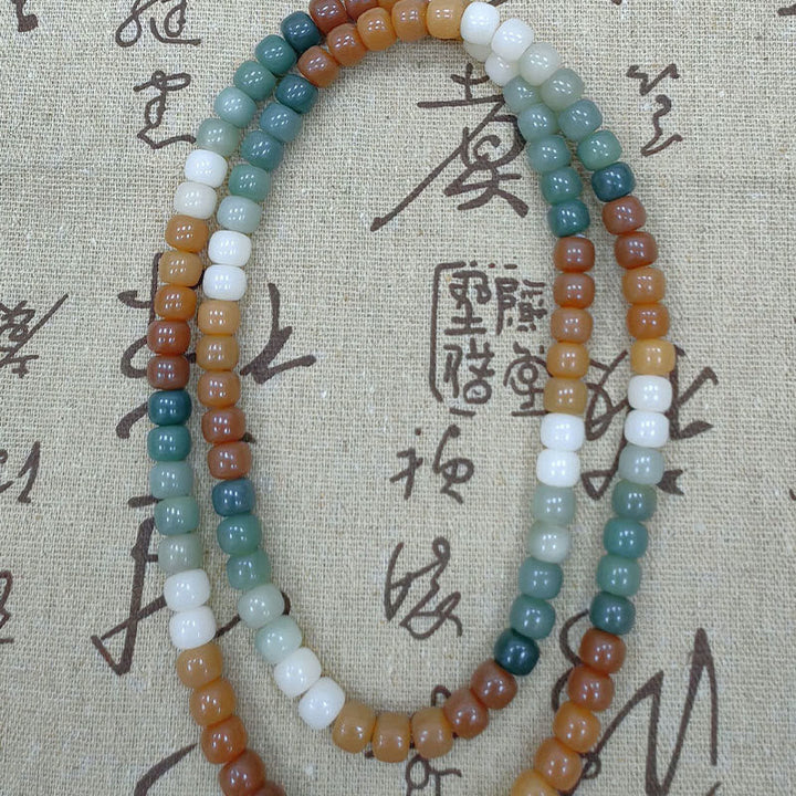 Mala Bodhi Frieden Harmonie Armband Perlen Naturstein elastisch getragen