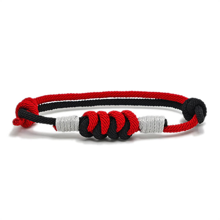 Armband Geflochten Knoten – Stärke rot schwarz weiß Seil elastisch