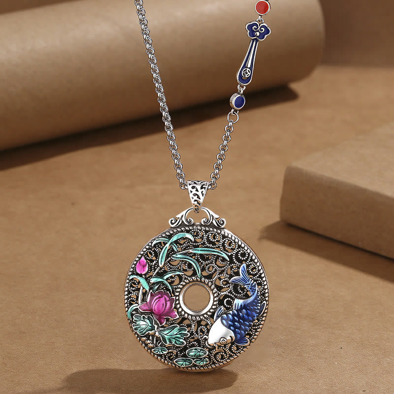 Kette Stein Lotus Anhänger Glück Blume