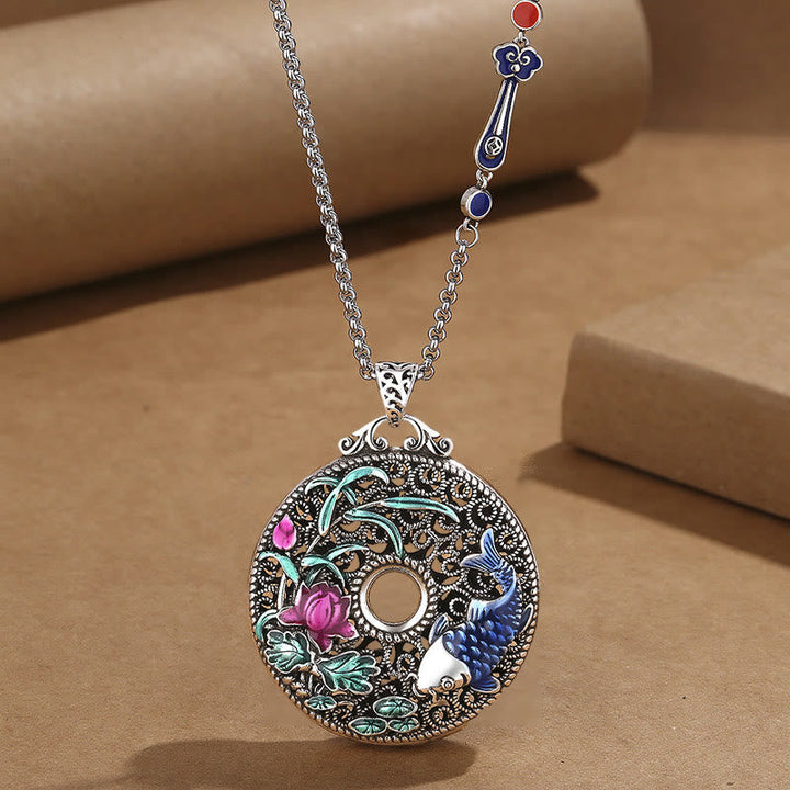 Kette Stein Lotus Anhänger Glück Blume