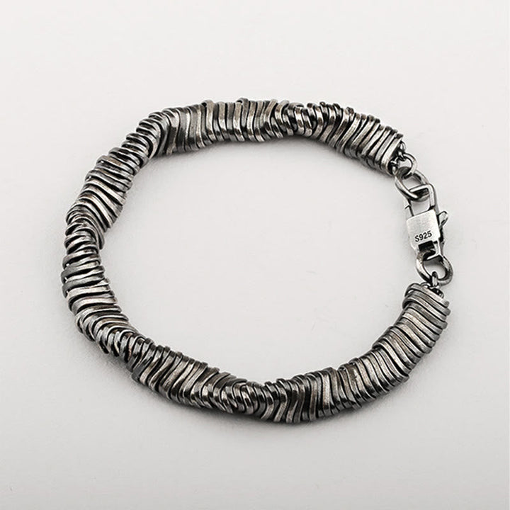 Silbernes Armband 925 mit gerilltem Design und Karabinerverschluss elegant.