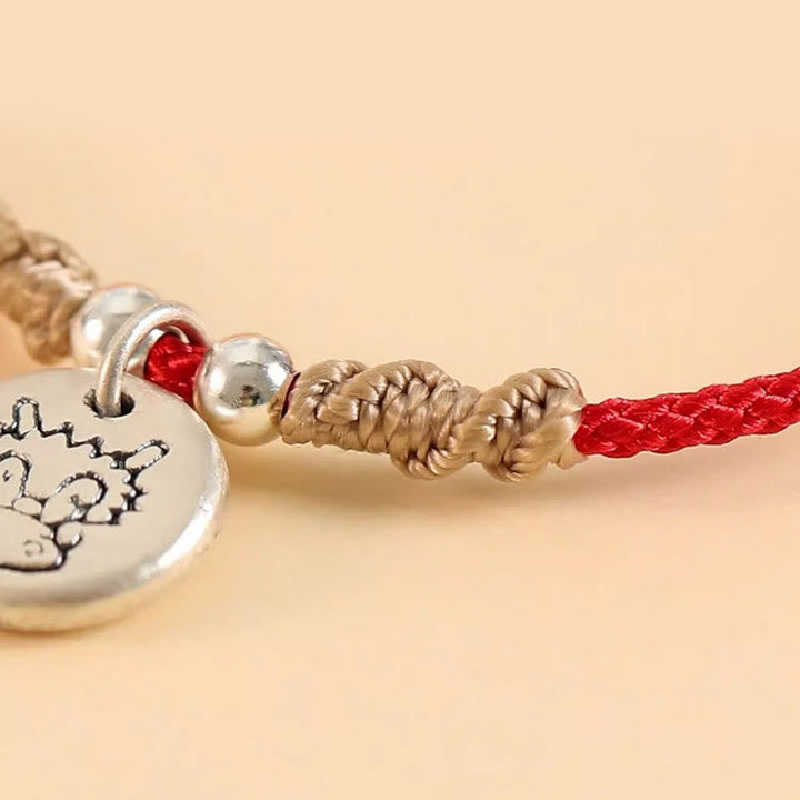 Armband 925 Silber Chinesisches Tierkreis rotes Seil Glück Harmonie Charm