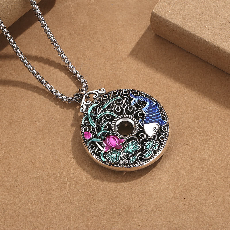 Kette Stein Lotus Farbstein Glück Anhänger