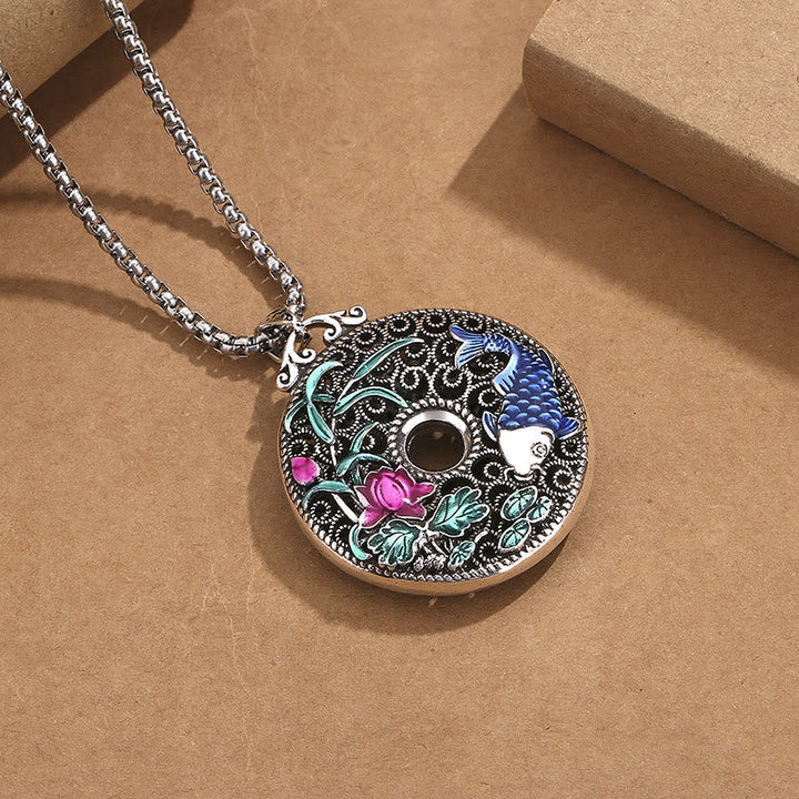 Kette Stein Lotus Farbstein Glück Anhänger