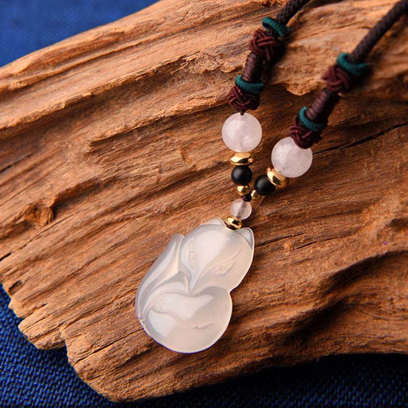 Kette Chalcedon Fuchs Harmonie Naturstein Anhänger