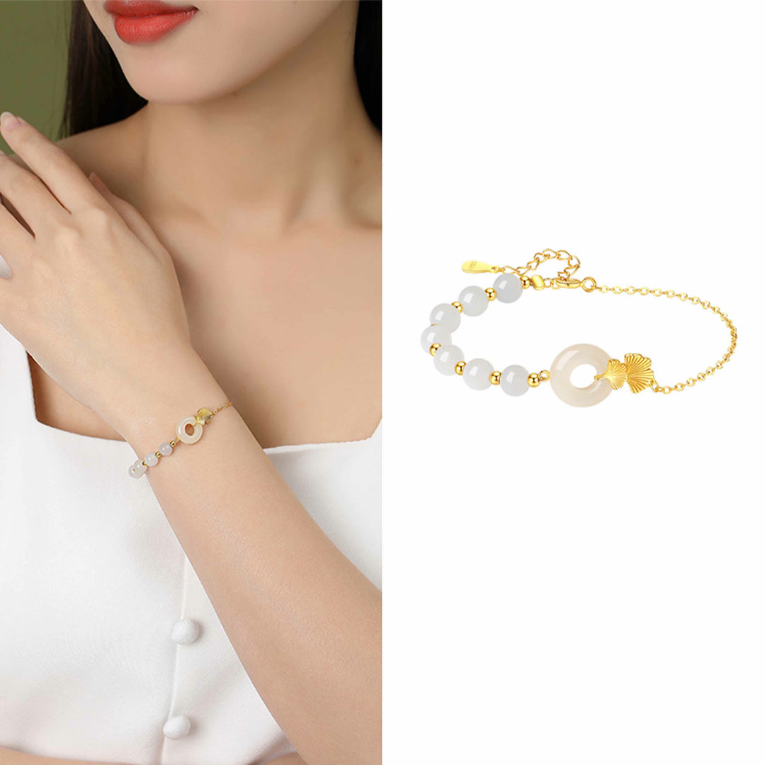 Armband 925 Silber Weiße Jade – Glück & Frieden
