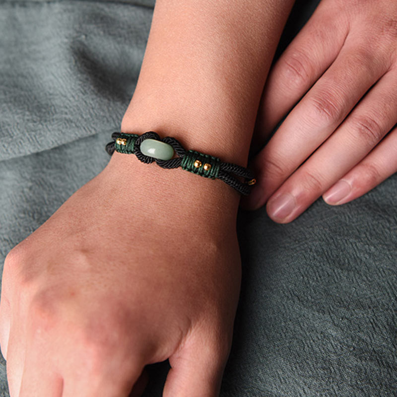 Armband Jade Schwarz Seil Tibet - Glück