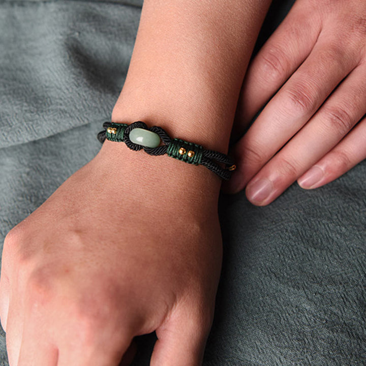 Armband Jade Schwarz Seil Tibet - Glück