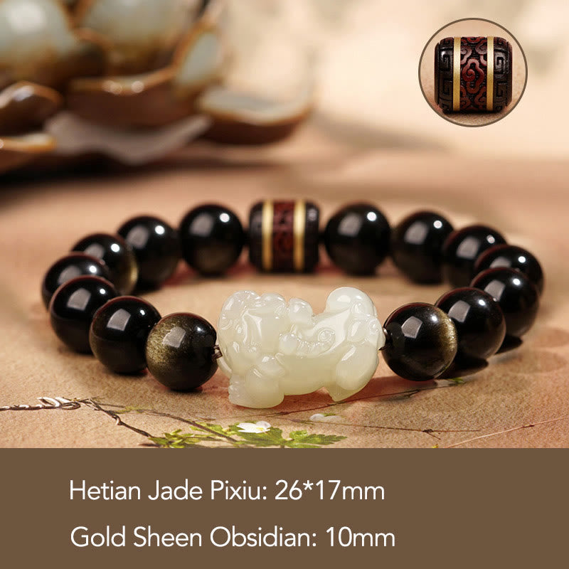 Armband Weiße Jade Cyan Jade Pixiu – Wohlstand