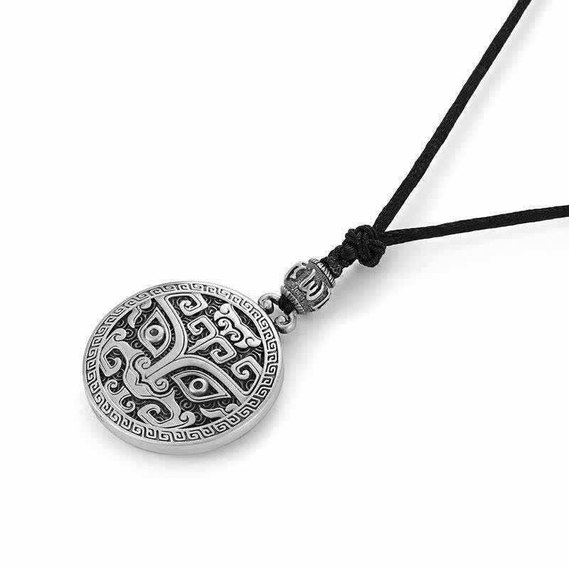Silber Anhänger Kette Taotie Glück Amulett Vintage