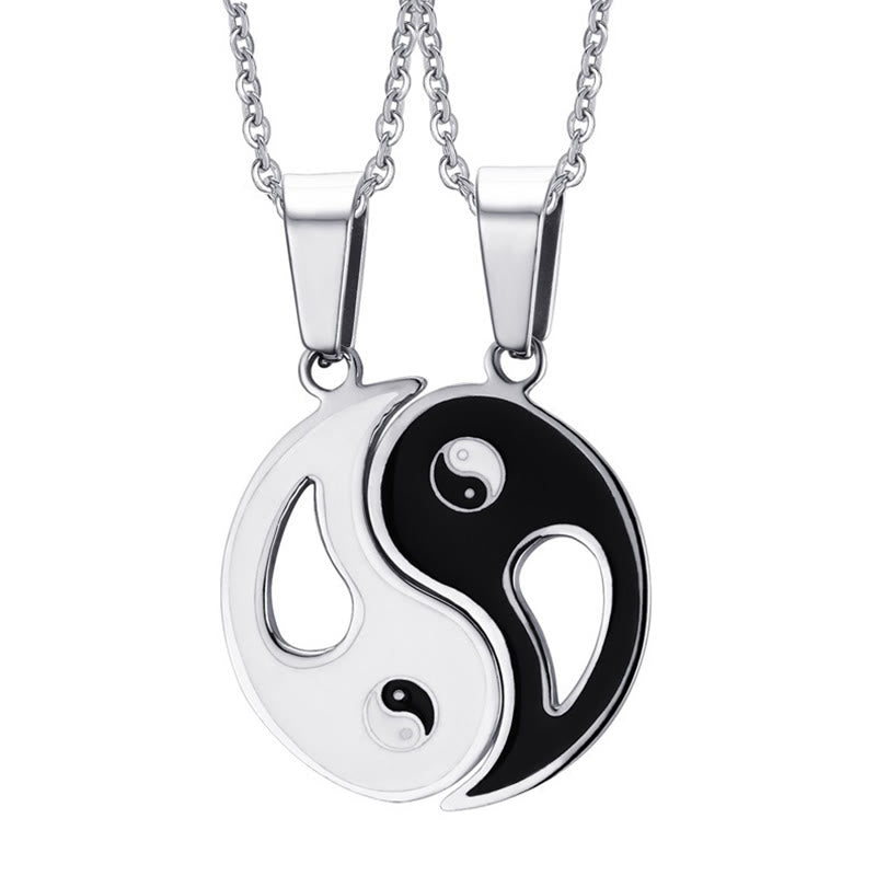 Kette Yin Yang Stein – Bild 13 – Silberne Kette Yin Yang Anhänger Paar Halskette Schwarz Weiß