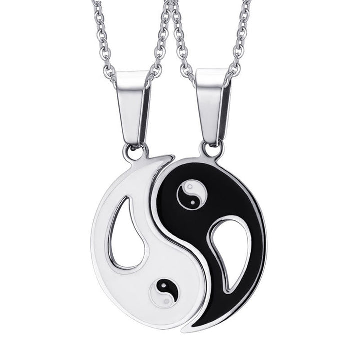 Kette Yin Yang Stein – Bild 13 – Silberne Kette Yin Yang Anhänger Paar Halskette Schwarz Weiß