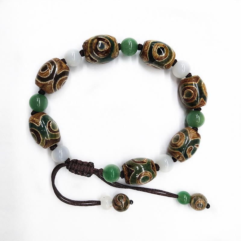 Armband Dzi Perle – Schutz & Glück mit grünen Jade Steinen elastisch