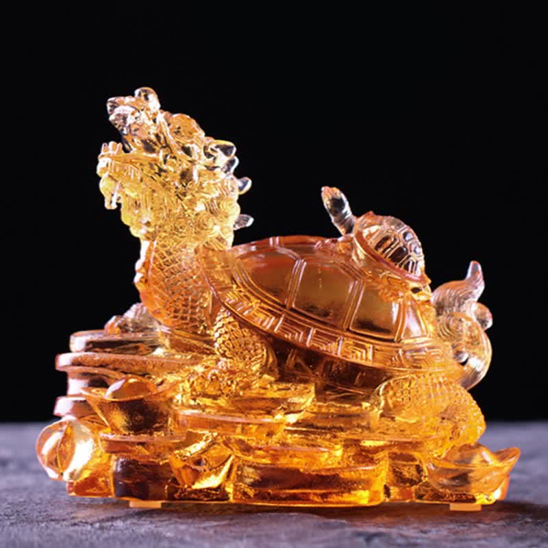 Figur Drachenschildkröte Münzen Reichtum Liuli Gold / Groß
