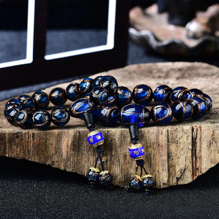 Lapislazuli Armband Achat Drachen – Heilung Naturstein blau gold