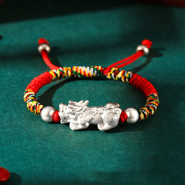 Rotes Armband 925 Silber Pixiu Wohlstand elastisch Perlen Glücksbringer