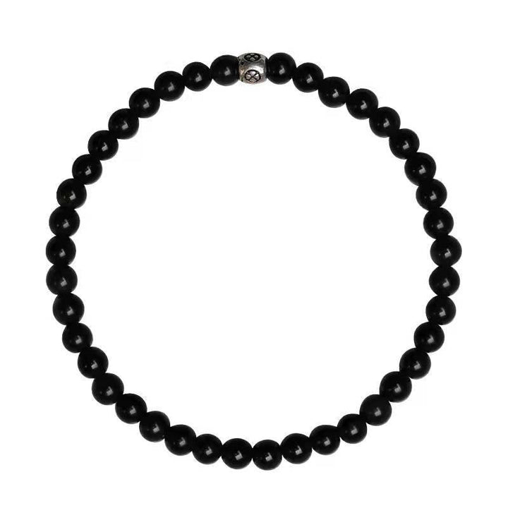 Armband Schwarzer Obsidian Katze – Stärke auf weißem Hintergrund Flachaufnahme