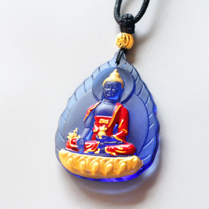 Anhänger Kette Liuli-Kristall Buddha blau Medizinbuddha