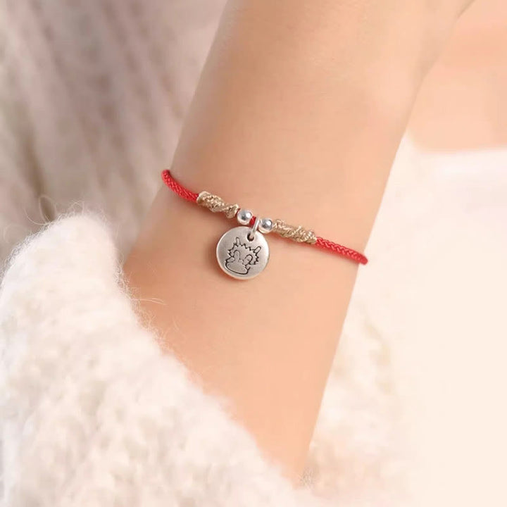Rotes Armband 925 Silber Chinesisches Tierkreis Charm Glück Harmonie Handgelenk