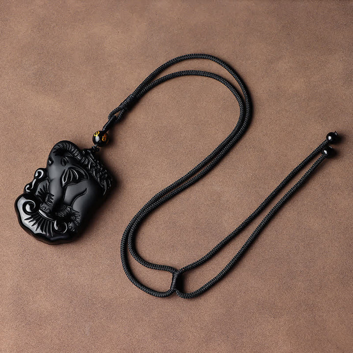 Obsidian Elefant Heilstein – Schutz & Reinigung – Bild 13 – Obsidian Elefant Heilstein Anhänger schwarze Kette Schutzstein Naturstein
