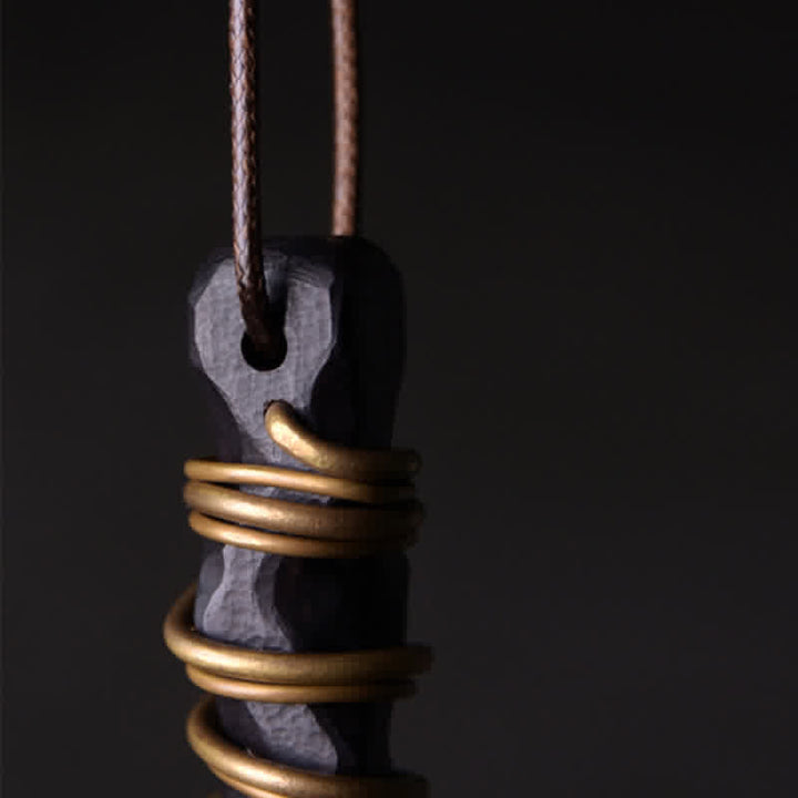 Kette Ebenholz Kupfer Buddha – Harmonie & Frieden – Bild 5 – Kette Ebenholz Kupfer Buddha Harmonie Frieden schwarzer Naturstein Wickelkette