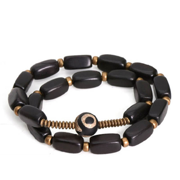 Armband Kupfer Ebenholz schwarze Perlen elastisch Balance Design