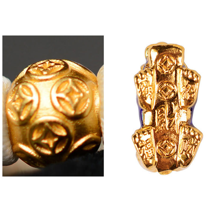 Goldenes Pixiu Armband Kupfer Wohlstand Naturstein Detailaufnahmen