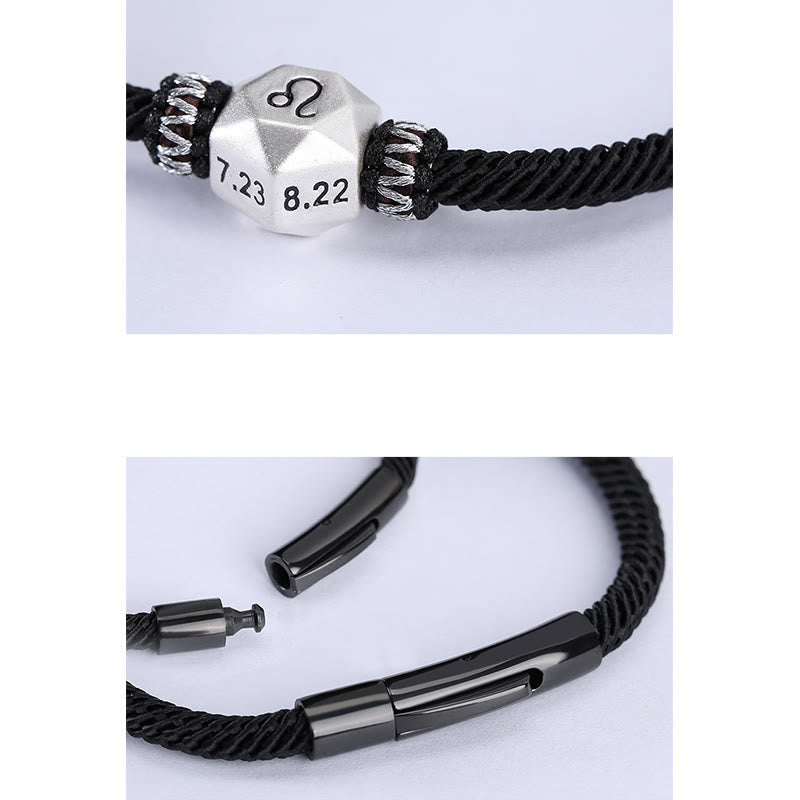 Armband 925 Silber mit Loch-Details schwarze Kordel verstellbar elegant