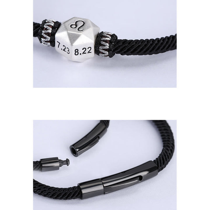 Armband 925 Silber mit Loch-Details schwarze Kordel verstellbar elegant