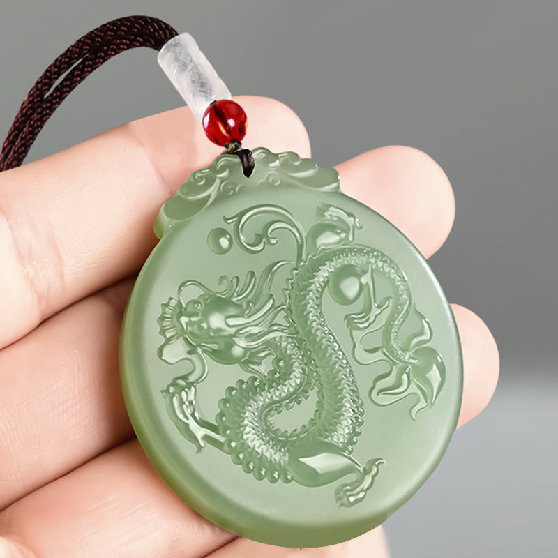Jade Anhänger Drachen Kette Tierkreis Glück