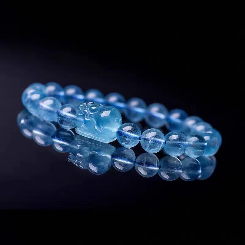 Armband Aquamarin Pixiu – Heilung mit durchsichtigen blauen Steinen
