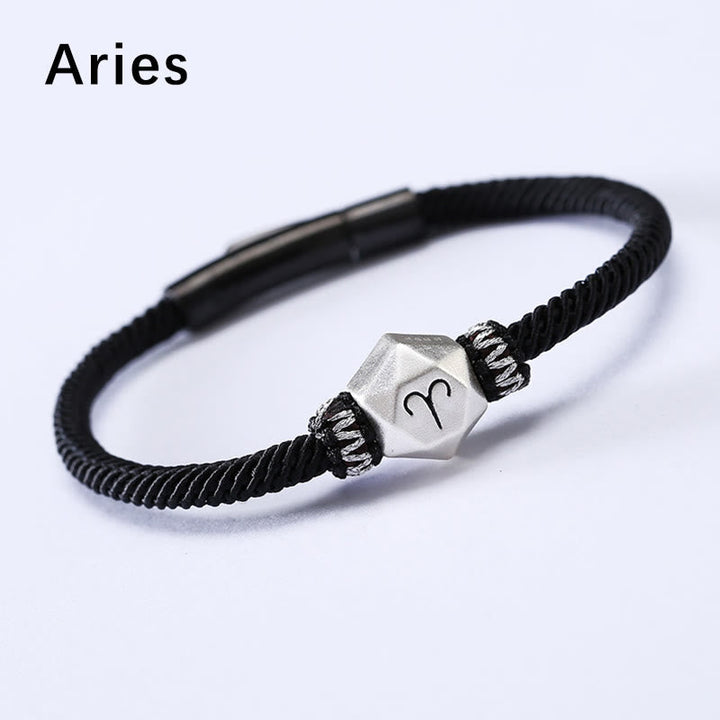 Aries Armband 925 Silber schwarze Kordel Sternzeichen Schutz Energie