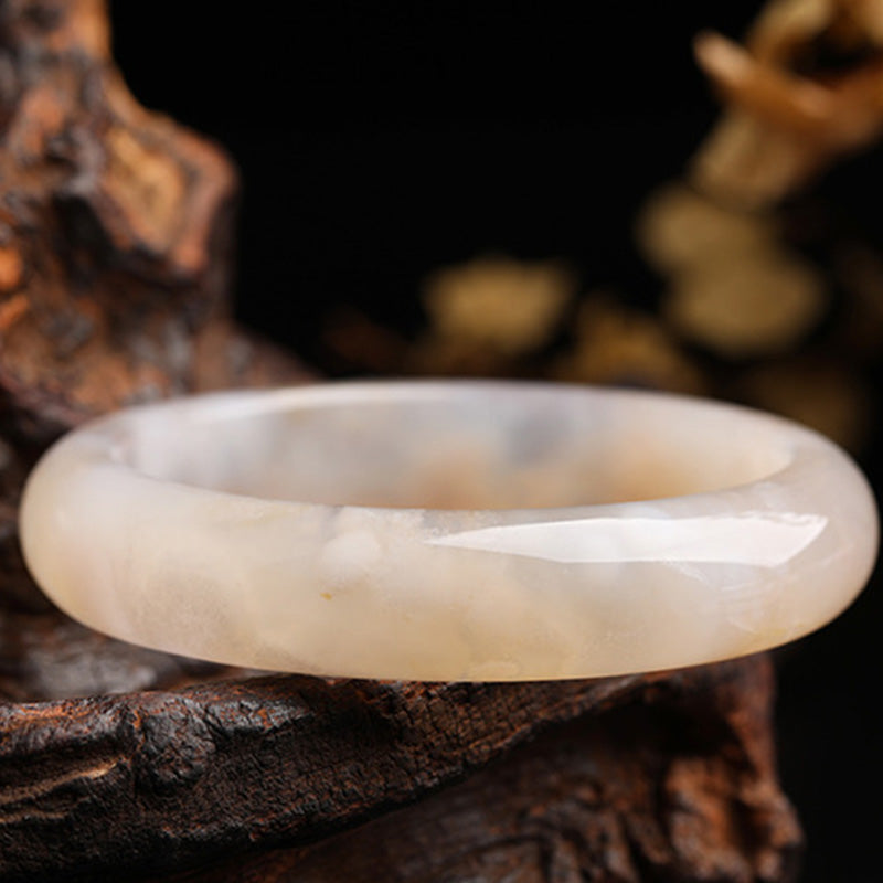 Armband Achat – Frieden weißer Naturstein Ring Holz elegant glänzend