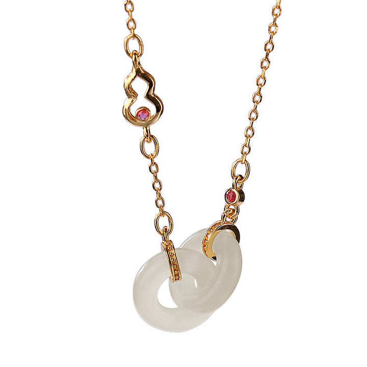 Jade Anhänger Kette weiß Gold Glücksbringer