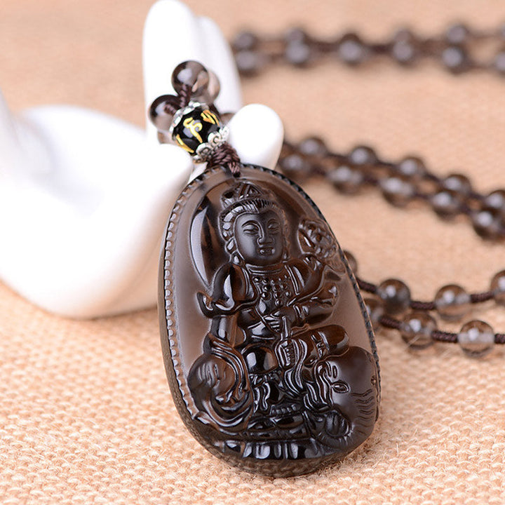 Schwarzer Obsidian Kette Buddha Schutz Energie