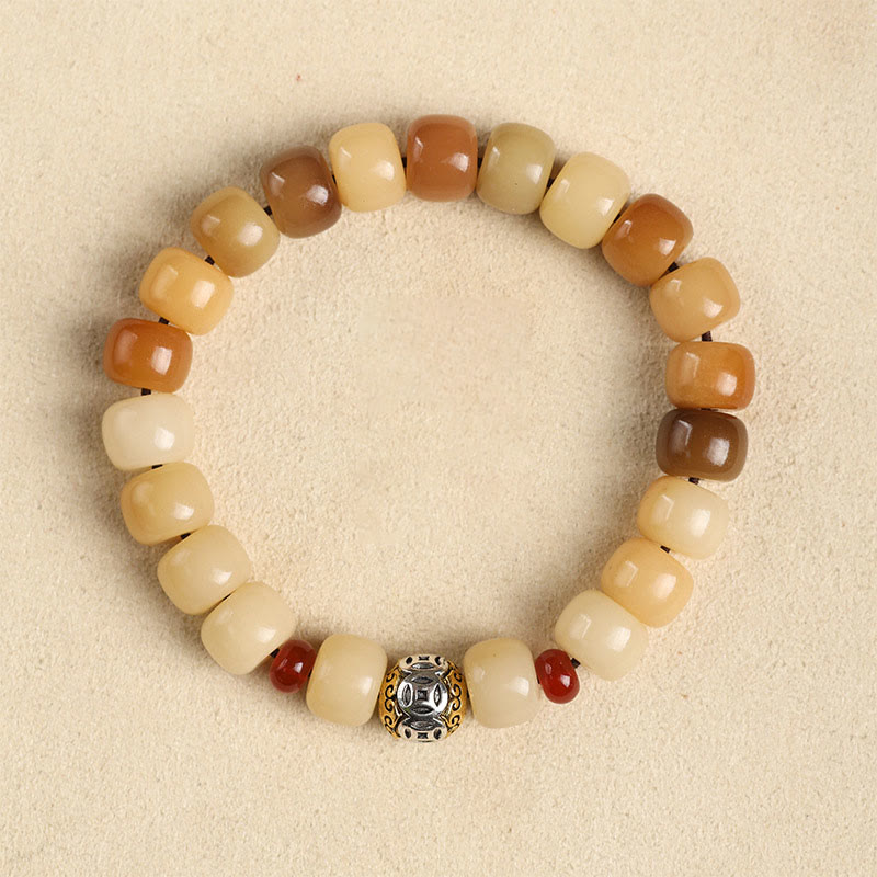 Bodhi Om Mani Padme Hum Armband Naturstein Perlen elastisch getragen
