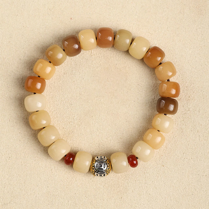 Bodhi Om Mani Padme Hum Armband Naturstein Perlen elastisch getragen
