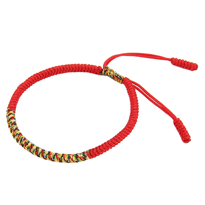 Rotes Glück & Stärke Armband mit bunten Webdetails elastisch