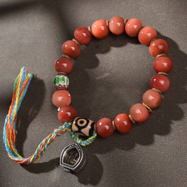 Armband Bodhi – Glück rotes Perlenarmband mit Quasten Anhänger