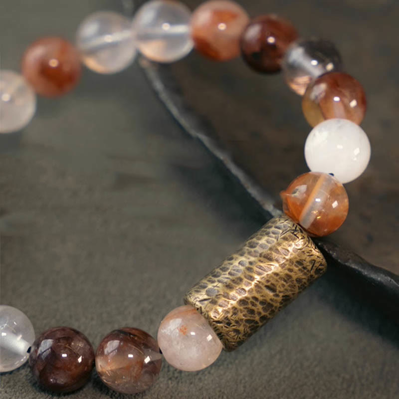 Armband Weißer Kristall – Schutz mit Rosenquarz und Natursteinen elastisch